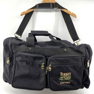 Vintage Black Canvas NWTF Duffle Bag National Wild Turkey Federation Large 23x12
